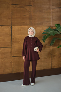 Çıtçıt Büzgü Detay İkili Takım Bordo