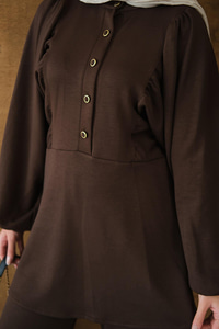 Çıtçıt Büzgü Detay İkili Takım Kahverengi