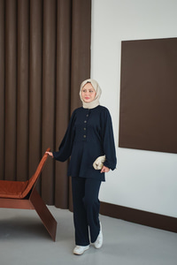 Çıtçıt Büzgü Detay İkili Takım Lacivert