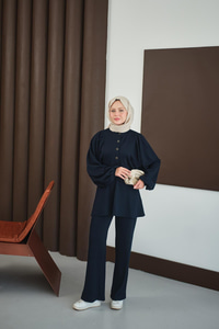 Çıtçıt Büzgü Detay İkili Takım Lacivert