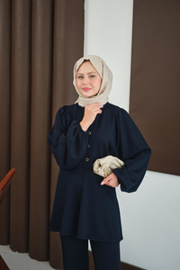 Çıtçıt Büzgü Detay İkili Takım Lacivert