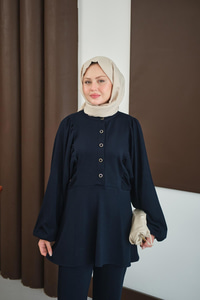 Çıtçıt Büzgü Detay İkili Takım Lacivert