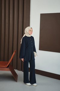 Çıtçıt Büzgü Detay İkili Takım Lacivert