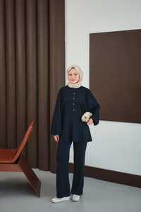 Çıtçıt Büzgü Detay İkili Takım Lacivert