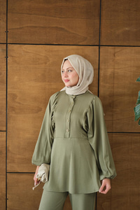 Çıtçıt Büzgü Detay İkili Takım Yeşil