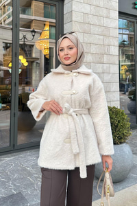 Çıtçıt Detay Bel Bağlamalı Kaban Bej