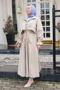 Çıtçıt Detay Bel Bağlamalı Trençkot Taş