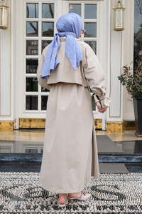 Çıtçıt Detay Bel Bağlamalı Trençkot Taş