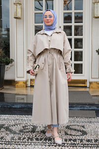 Çıtçıt Detay Bel Bağlamalı Trençkot Taş