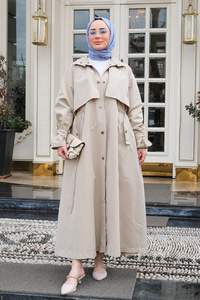 Çıtçıt Detay Bel Bağlamalı Trençkot Taş