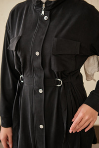 Çıtçıt Detay Çift Cepli Takım Siyah