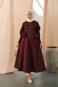 Çıtçıt Detaylı Takım Bordo