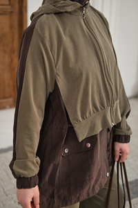 Çıtçıtlı Çift Kat Kapüşonlu Takım Kahverengi