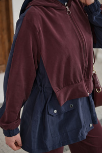 Çıtçıtlı Çift Kat Kapüşonlu Takım Lacivert