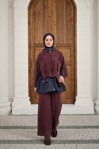 Çıtçıtlı Çift Kat Kapüşonlu Takım Lacivert