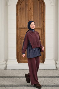 Çıtçıtlı Çift Kat Kapüşonlu Takım Lacivert