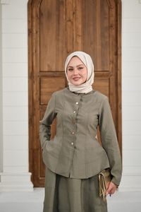 Çıtçıtlı Dikiş Detay Etekli Takım Yeşil