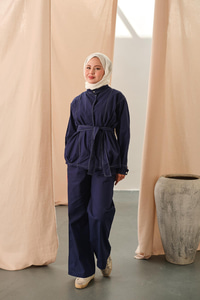 Çıtçıtlı Gabardin Takım Lacivert