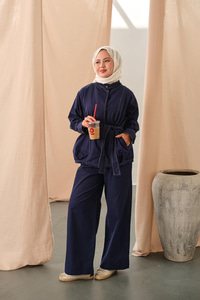 Çıtçıtlı Gabardin Takım Lacivert