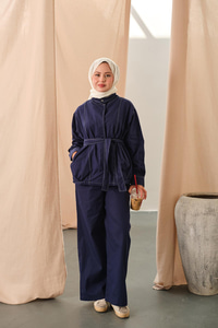 Çıtçıtlı Gabardin Takım Lacivert