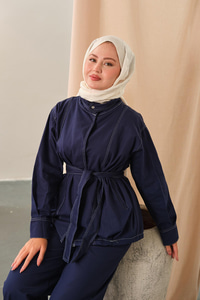 Çıtçıtlı Gabardin Takım Lacivert