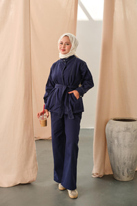 Çıtçıtlı Gabardin Takım Lacivert