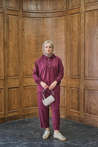 Çıtçıtlı İkili Takım Bordo