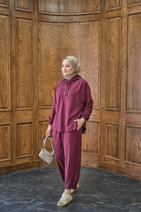 Çıtçıtlı İkili Takım Bordo