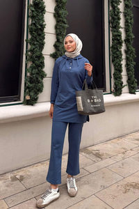 Çıtçıtlı İkili Takım İndigo Mavi