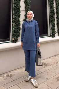 Çıtçıtlı İkili Takım İndigo Mavi