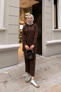 Çıtçıtlı İkili Takım Kahverengi