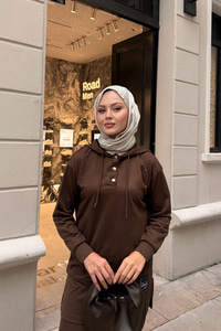 Çıtçıtlı İkili Takım Kahverengi