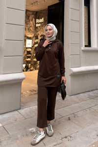 Çıtçıtlı İkili Takım Kahverengi