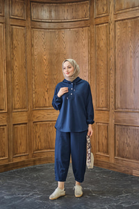 Çıtçıtlı İkili Takım Lacivert