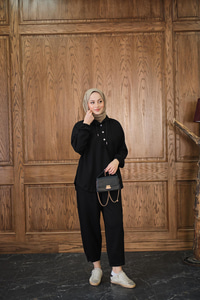 Çıtçıtlı İkili Takım Siyah