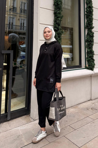 Çıtçıtlı İkili Takım Siyah