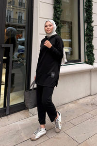 Çıtçıtlı İkili Takım Siyah