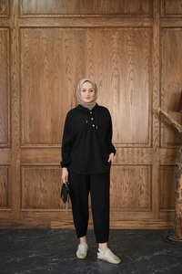 Çıtçıtlı İkili Takım Siyah