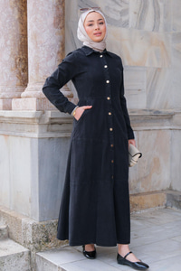 Çıtçıtlı Kol Elbise Siyah
