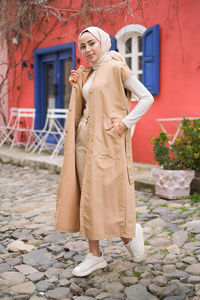 Çıtçıtlı Parçalı Su İtici Trençkot Vizon