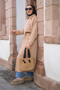 Çıtçıtlı Parçalı Su İtici Trençkot Vizon