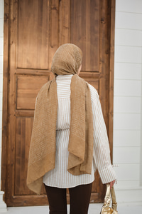 Çizgi Desenli Sim Detay Gömlek Vizon