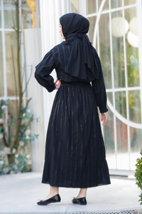 Çizgi Detay Gömlekli Takım Siyah