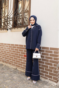 Çizgi Detay İkili Takım Lacivert