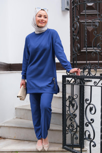 Çizgi Detay İkili Takım Mavi