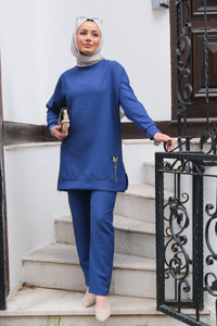 Çizgi Detay İkili Takım Mavi