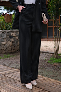 CIZGI DETAY PLAZZO PANTOLON SIYAH