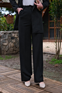 CIZGI DETAY PLAZZO PANTOLON SIYAH