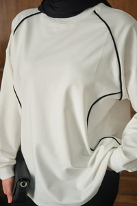 Çizgi Detay Tunik Beyaz