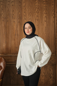 Çizgi Detay Tunik Beyaz